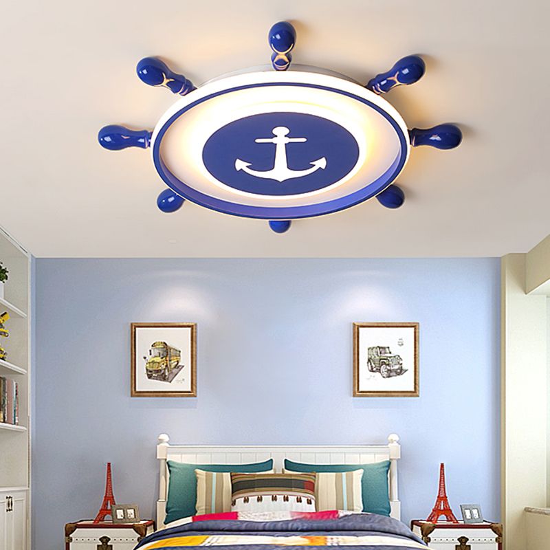 Acryl Ruder LED Deckenleuchte Childrens Blue Flush Mount Light Halterung für Schlafzimmer