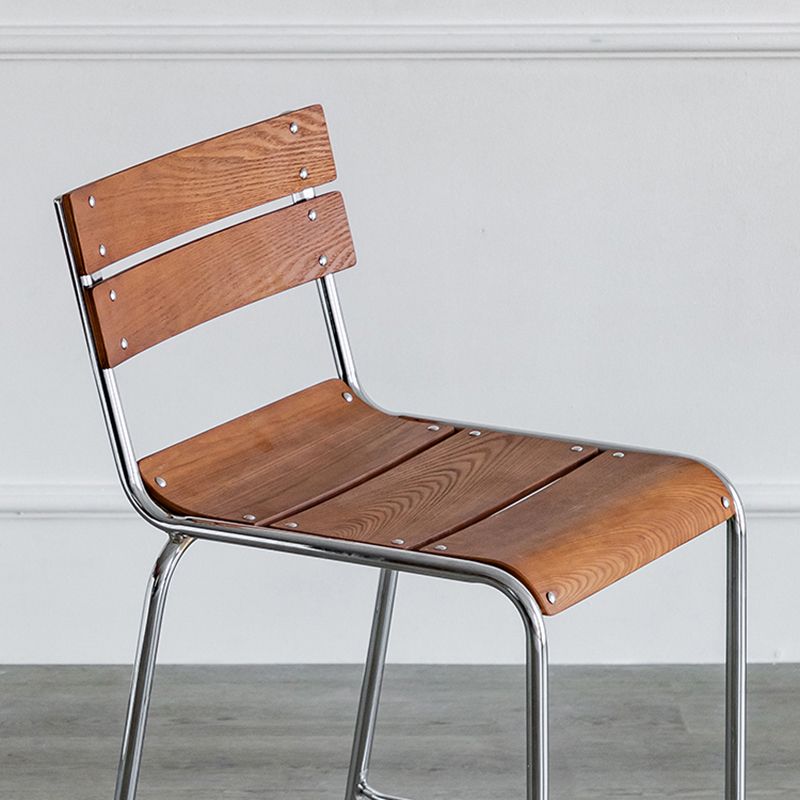 Contemporary Beech Solid Wood Armless Bar Stool with Footrest