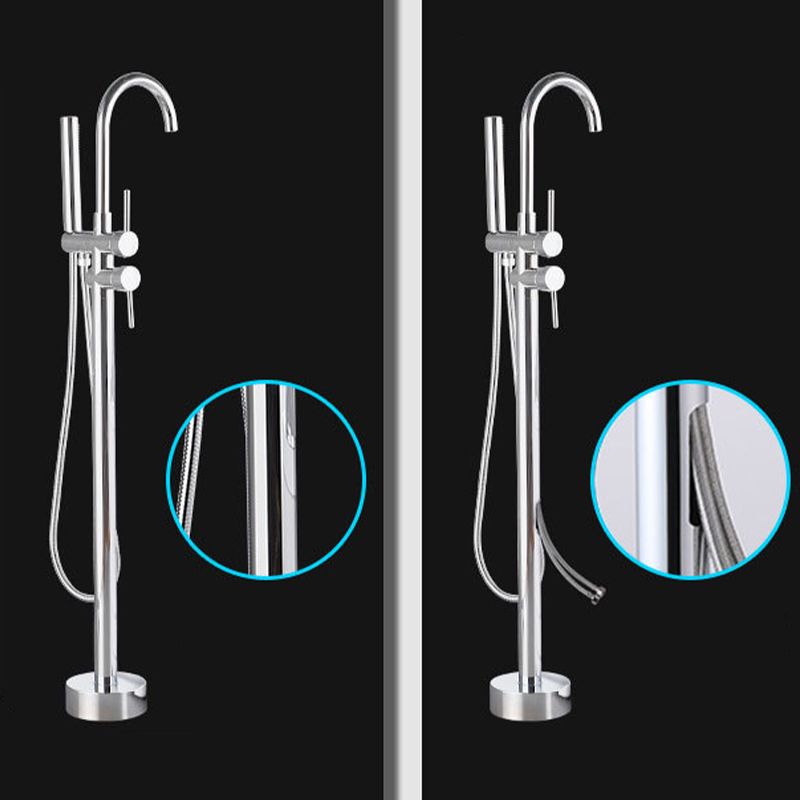 Modern Freestanding Tub Faucet Copper Floor Mount Free Standing Tub Filler Faucet