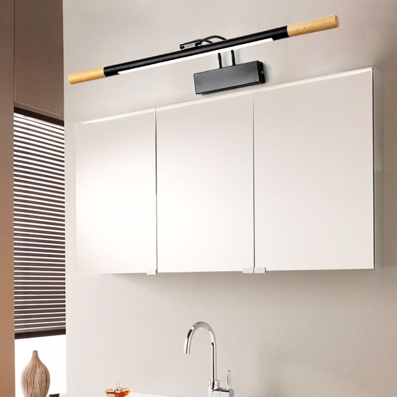 Wood Linear Mirror Lighting Nordic Style LED Wall Mounted Light Fixture