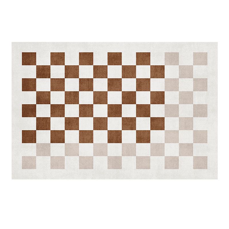 Green Living Room Area Rug Plaid Pattern Polyester Area Carpet Non-Slip Backing Rug