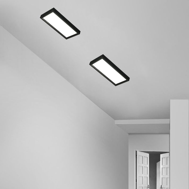 Plafoniera rettangolare moderna in alluminio a LED per soggiorno, colore nero