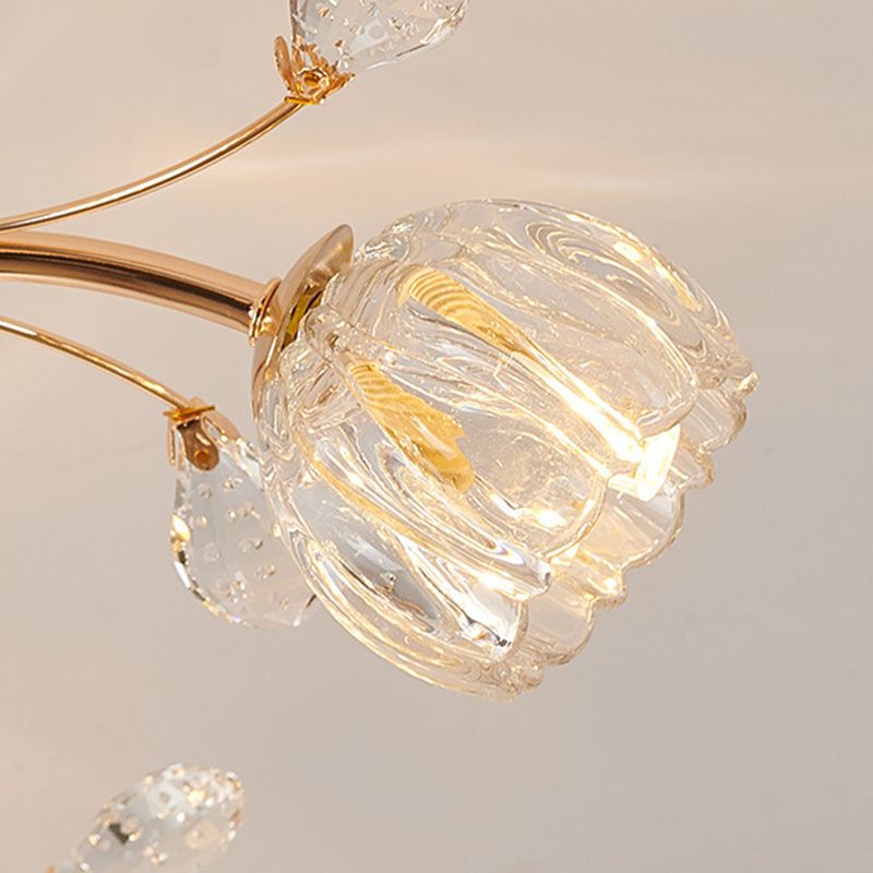 Luminaire de plafond de salon en métal de plafonnier encastré moderne avec abat-jour en verre