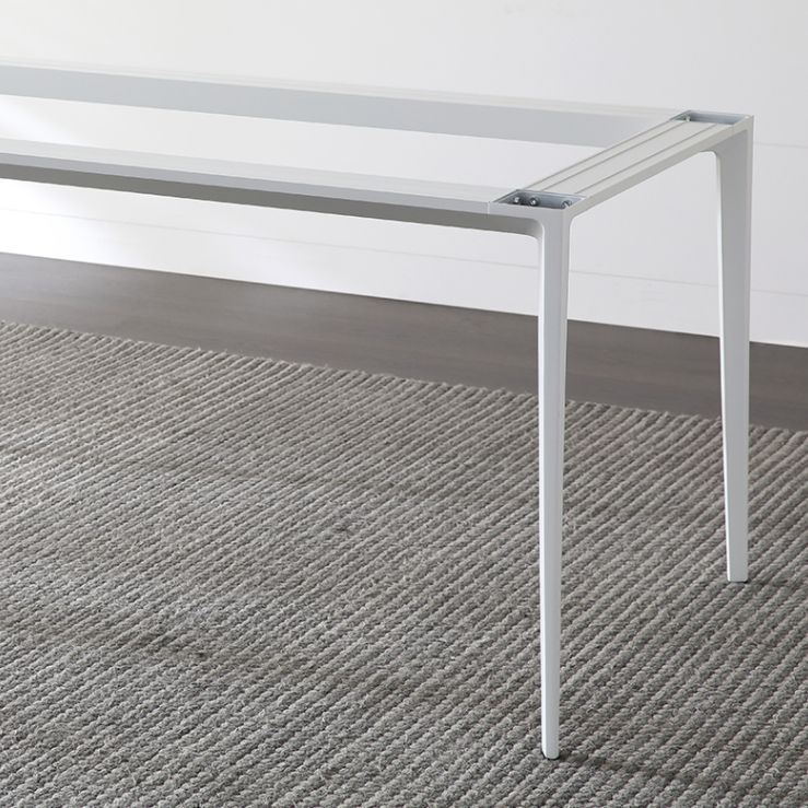 Contemporary Sintered Stone Top White Dining Table Rectangle Shape Dining Table with 4 Legs Base