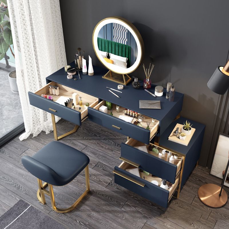Glam Make-up Vanity Faux Leather Mirror Bedroom Makeup Vanity Set