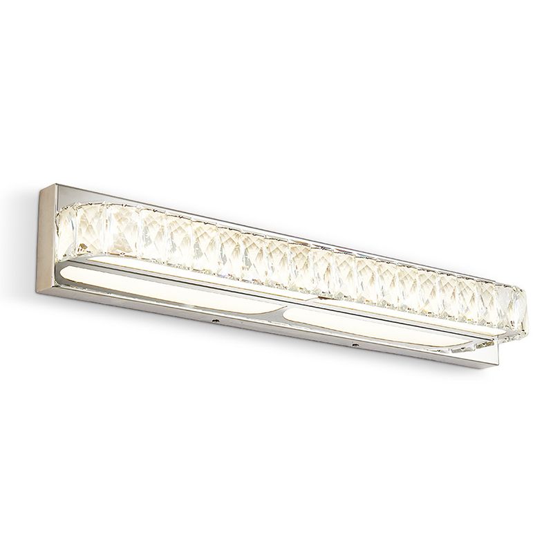 Roestvrijstalen basis badkamer ijdelheid wijk kristal ingebed boven spiegel ijdelheid lichten