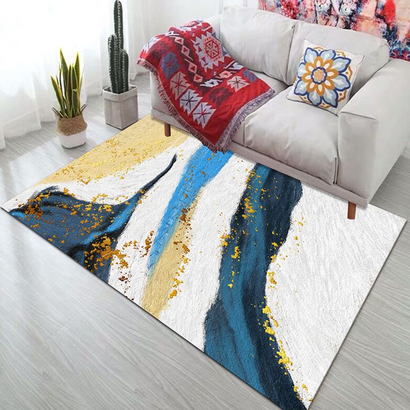 Trendy Watercolor Printed Area Rug Modern Rectangle Carpet Friendly Washable Rug for Living Room