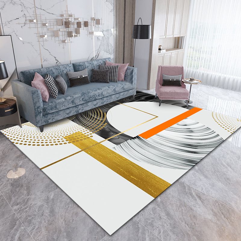 Beige Simple Carpet Polyester Graphic Area Carpet Washable Carpet for Home Decor