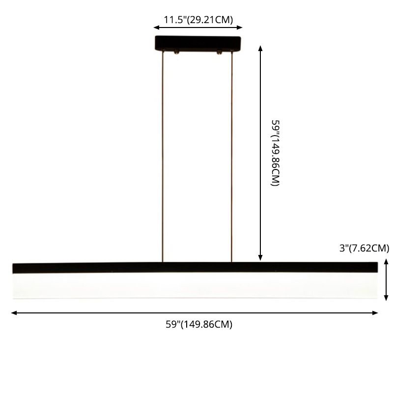 Linear Island Chandelier Lights Simplicity Acrylic Chandelier Lighting Fixtures for Office