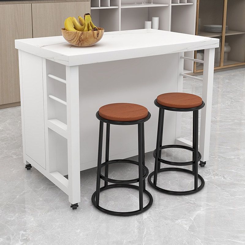 Dining Room Kitchen Island Table Modern Marble Prep Table with Storage Cabinet