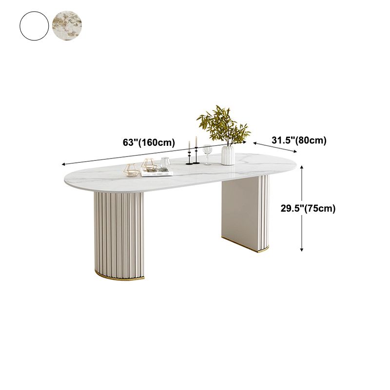 Modern Style Sintered Stone Dining Set Oval 1/2/5/6/7 Pieces Dining Set for Dining Areas
