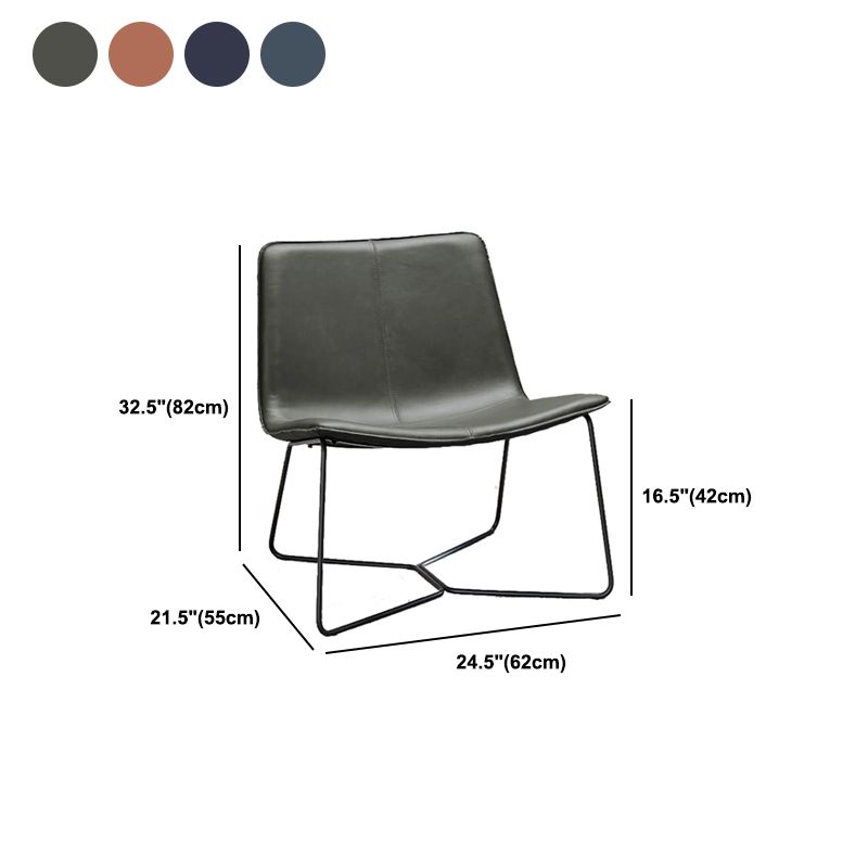 Industrial 24.4"Wide Faux Leather Fixed Back Metal Base Armless Chair