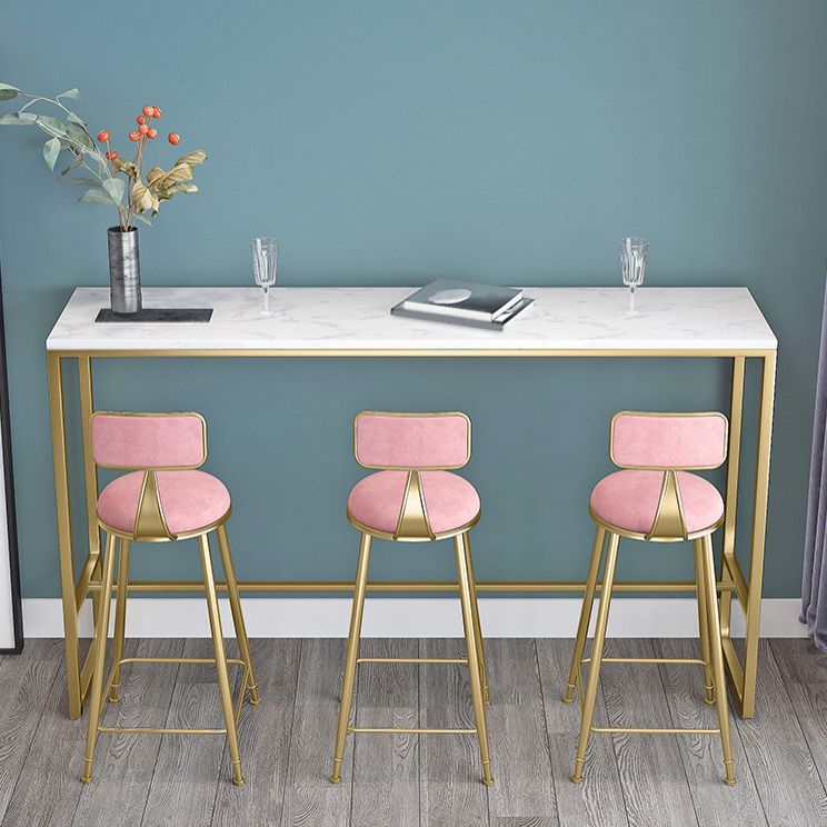 Glam Rectangle Bar Table Set 1/2/4 Pieces Faux Marble Pub Set for Dining Room