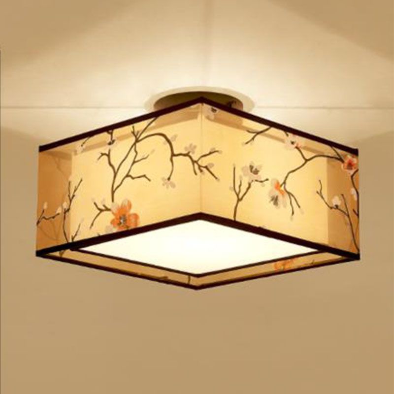 12 Long Fabric Massimale Lampada Cinese Stile Flush Montaggio Lighting Fixtures per Living Room