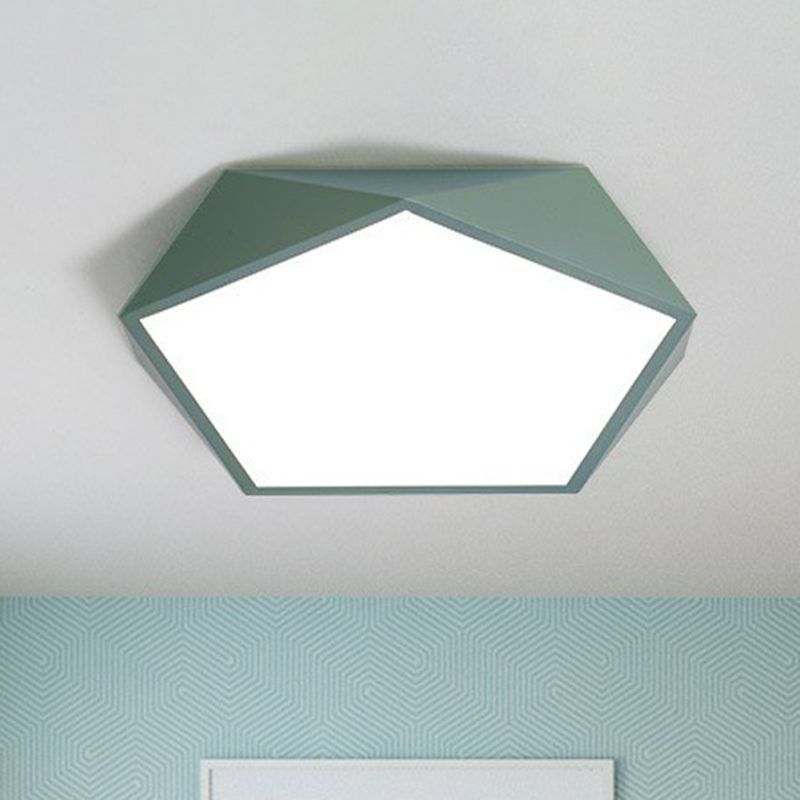 Acrylic Ultrathin Pentagon Flush Light Macaron LED Flush Ceiling Light Fixture for Kids Bedroom