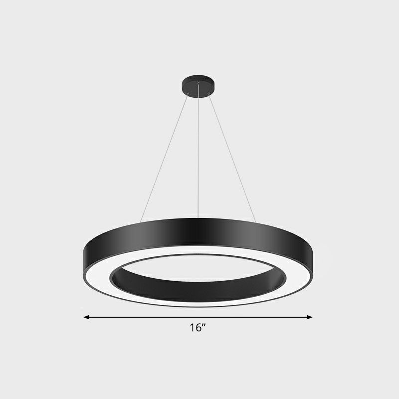 Modern Geometric LED Ceiling Lighting Acrylic Office Chandelier Light Fixture in Black