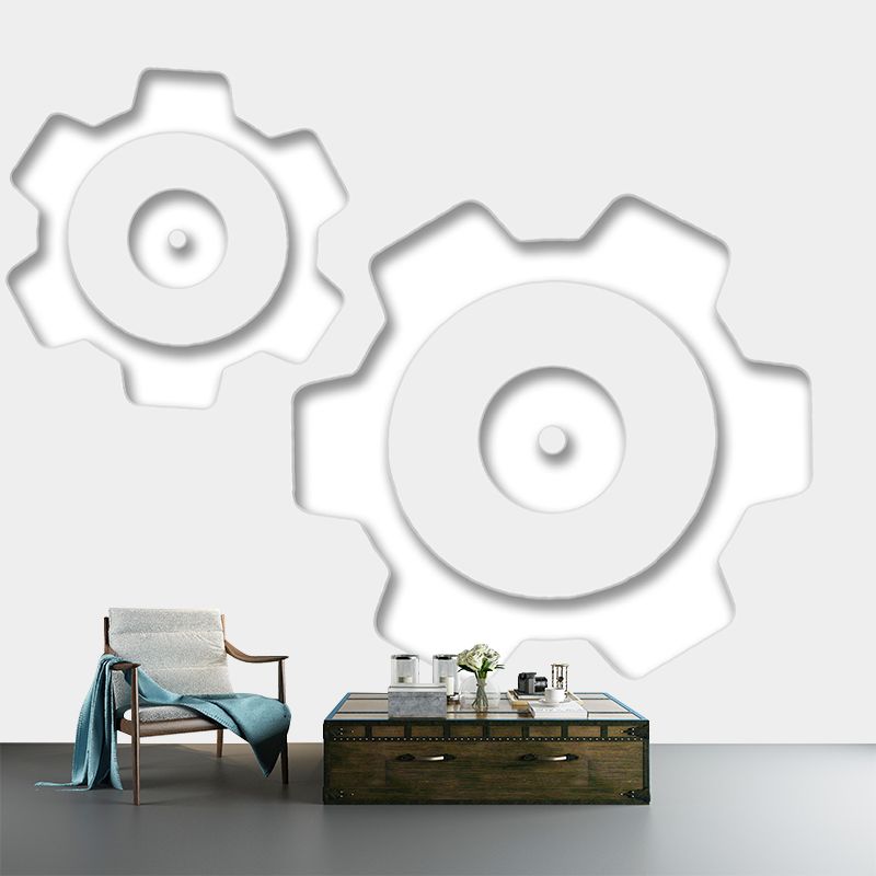 Metal Gear Moisture Resistant Wall Mural Removable Wallpaper for Living Room