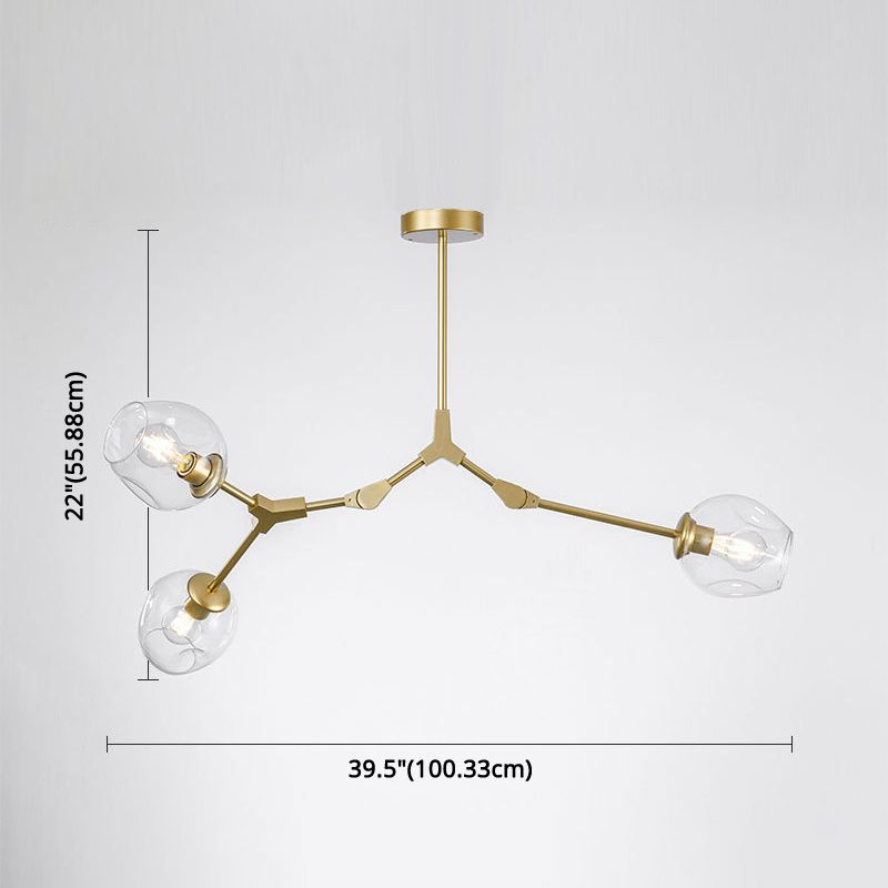 Apparecchi di illuminazione del lampadario ramificati Luce di sospensione in vetro moderno per soggiorno