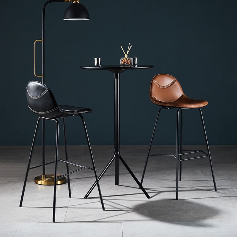 Low Back Bar & Counter Stool Bucket Industrial Quilted Leather Counter Stool