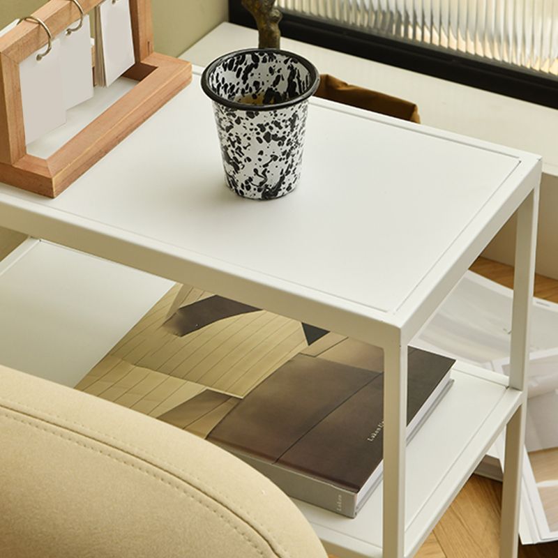 21.65" Tall 4 Legs Side Table Metal Sofa Side Accent Table with Shelf