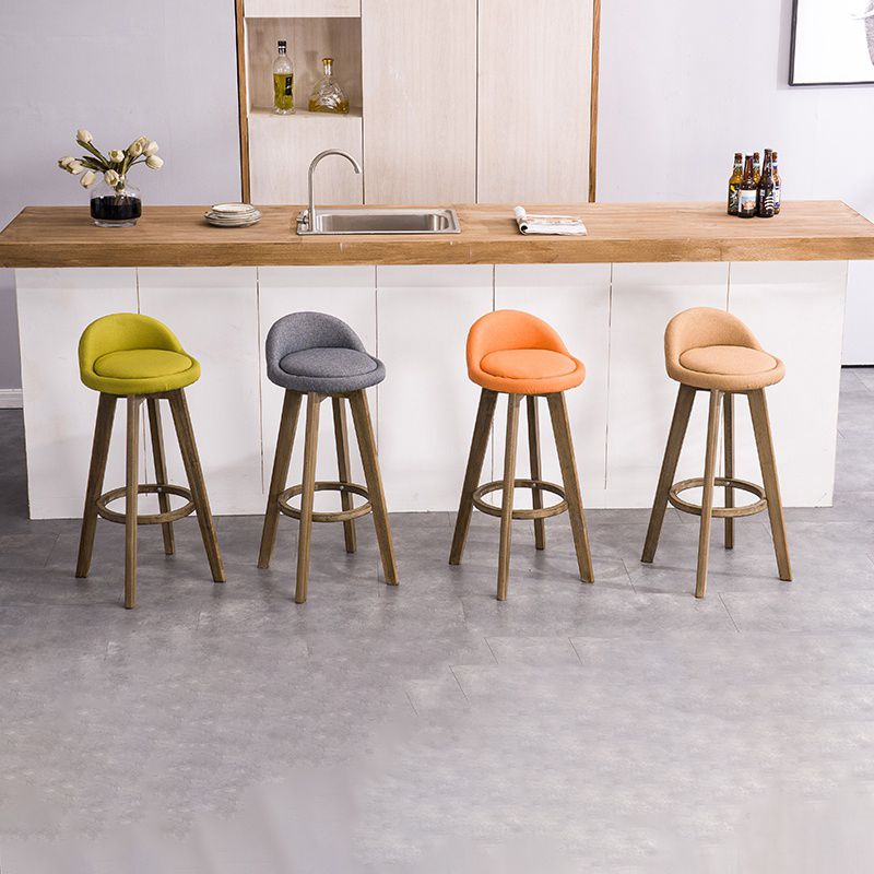 Taburetes de bar contemporáneos de madera maciza, taburete de bar interior con reposapiés y respaldo bajo
