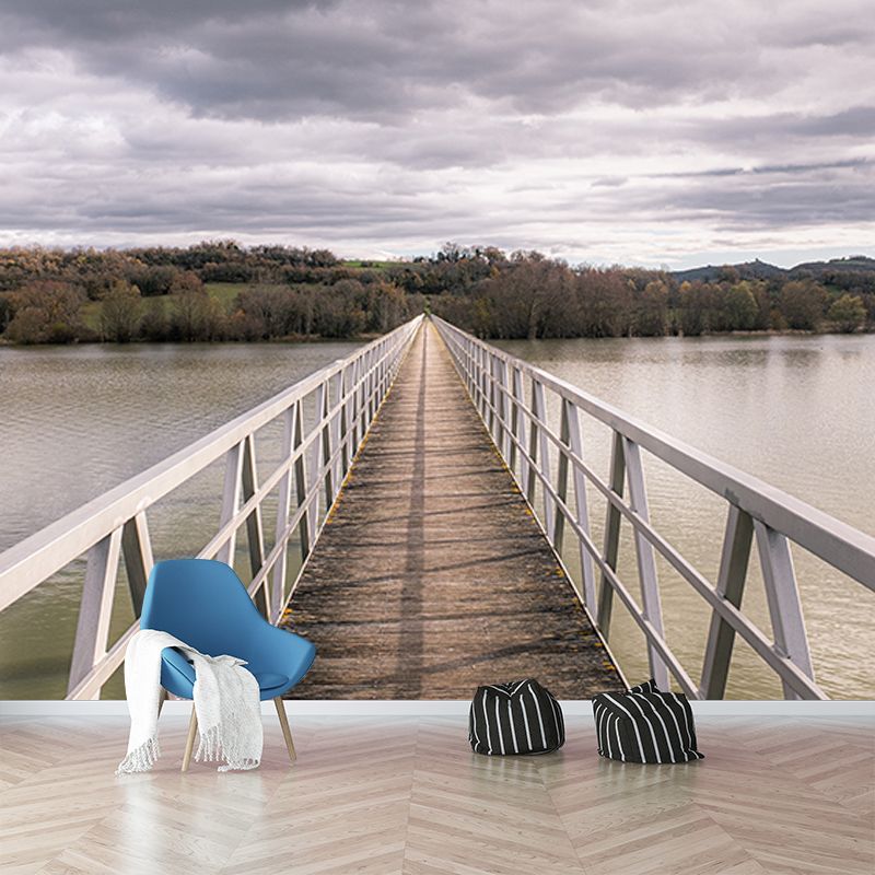 Beautiful Photography Mural Wallpaper Wooden Bridge Indoor Wall Mural
