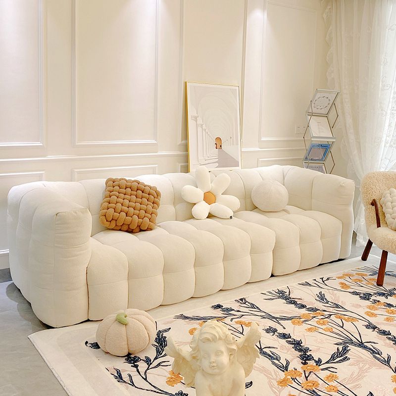Foam Scratch Resistant Settee White Tight Seat Sofa with Nailhead