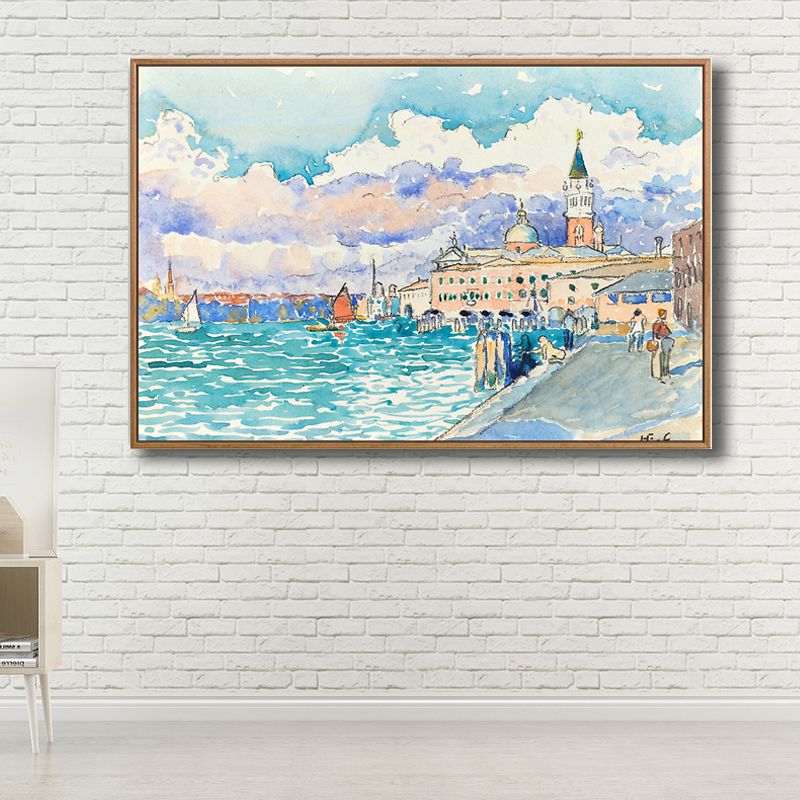 Vintage Painting Landscapes Wall Art Pastel Color Textured Canvas Print for Living Room