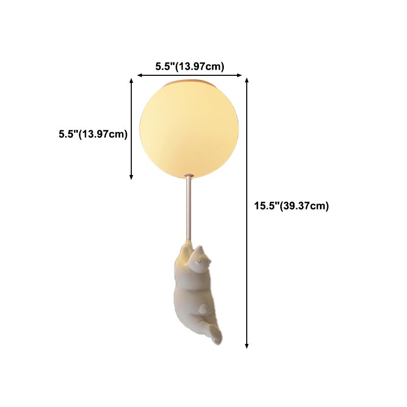 Modern Bear Ceiling Light 1-Light Ceiling Mount Light with Glass Shade for Kid's Room
