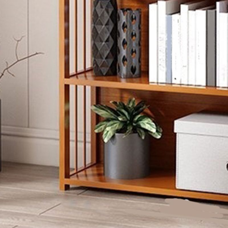 Modern Vertical Bamboo Shelf Etagere Espresso Shelf Bookcase for Bedroom