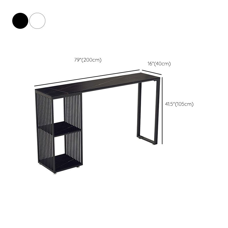 Industrial Stone Top Bar Dining Table Rectangle Bar Table with Storage Base