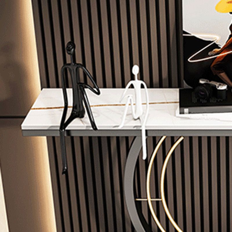 11"W Contemporary Console Table Stone Rectangle Console Sofa Table