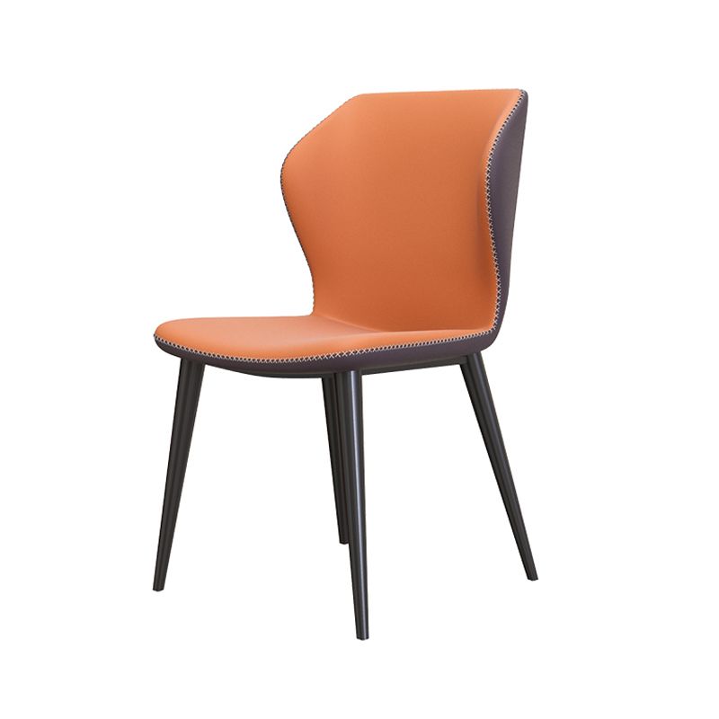 Industrial Style Wingback Armless Dining Chair Faux Leather Dining Chairs