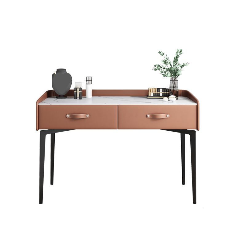 Faux Leather Vanity Desk and Stool in Orange/Grey Dressing Table