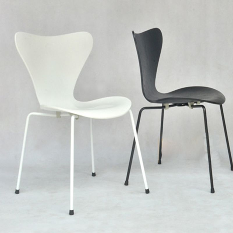 Contemporary Home Side Chair Wingback Wood Dining Room Chair with Metal Legs