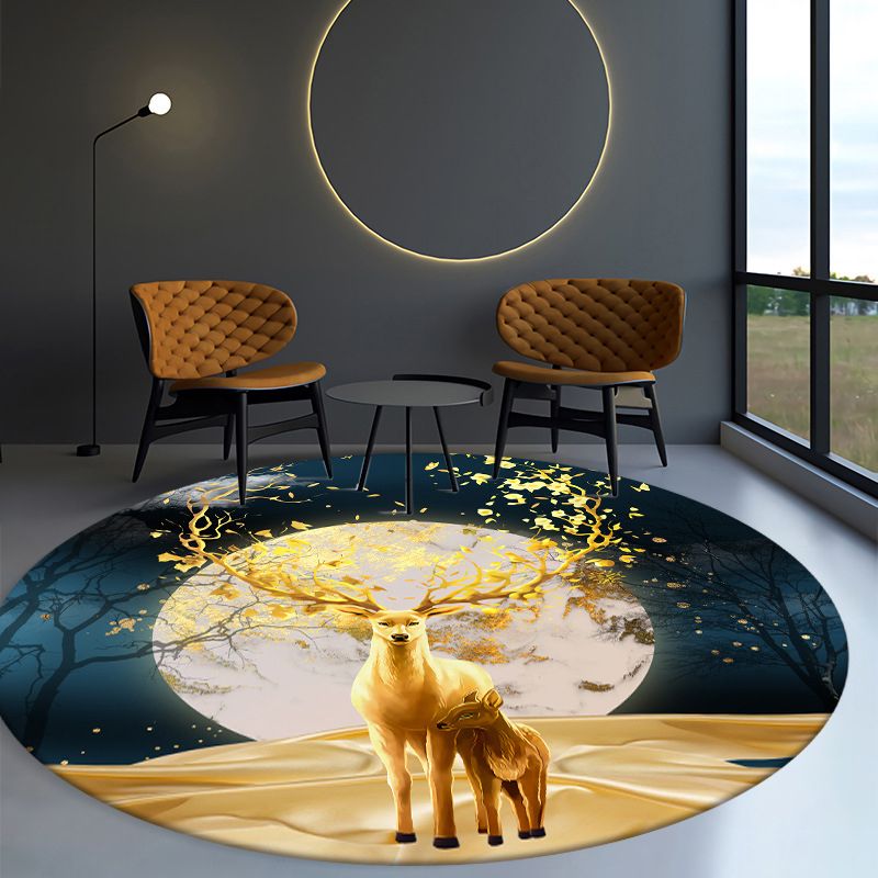 Orange Butterfly Rug Polyester Modern Rug Non-Slip Backing Rug for Drawing Room