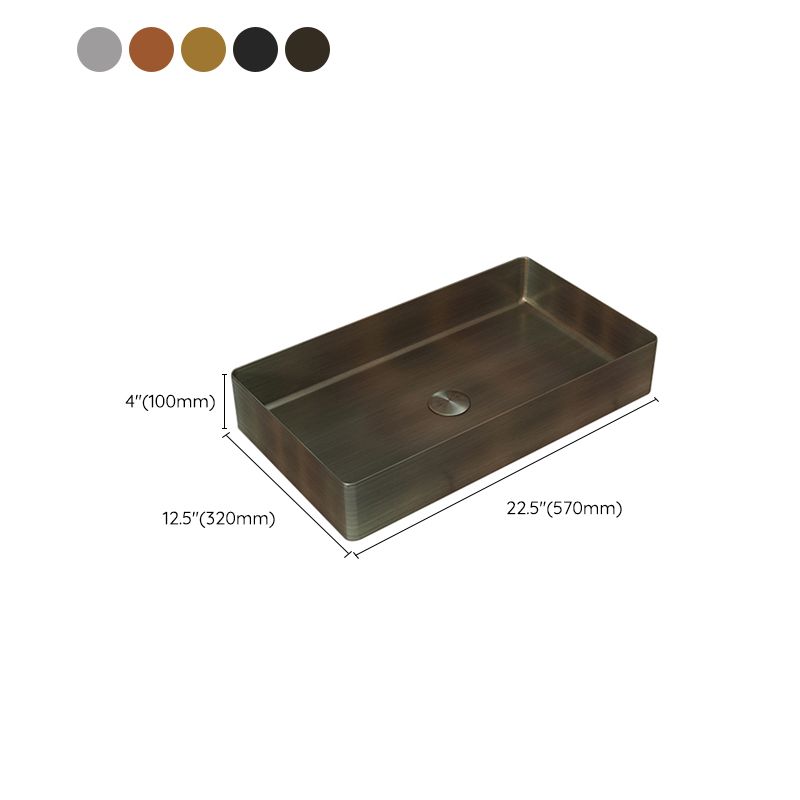 Modern Wash Stand Metal Rectangular with Drain Assembly and Faucet Vessel Bathroom Sink