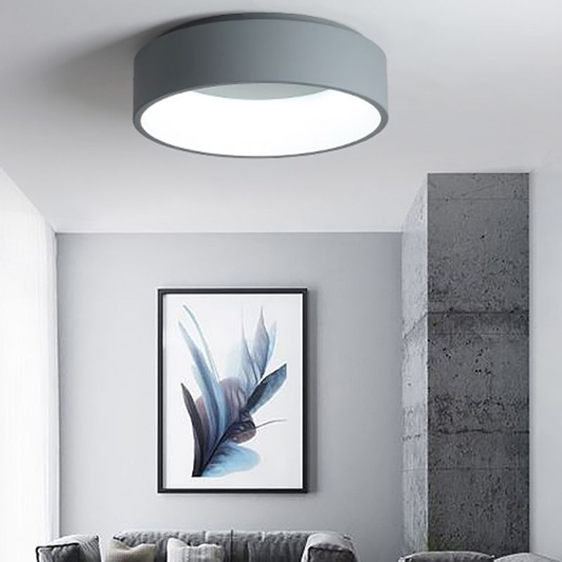 Plafonnier LED de forme ronde macaron moderne en aluminium 1 lumière encastré pour le salon