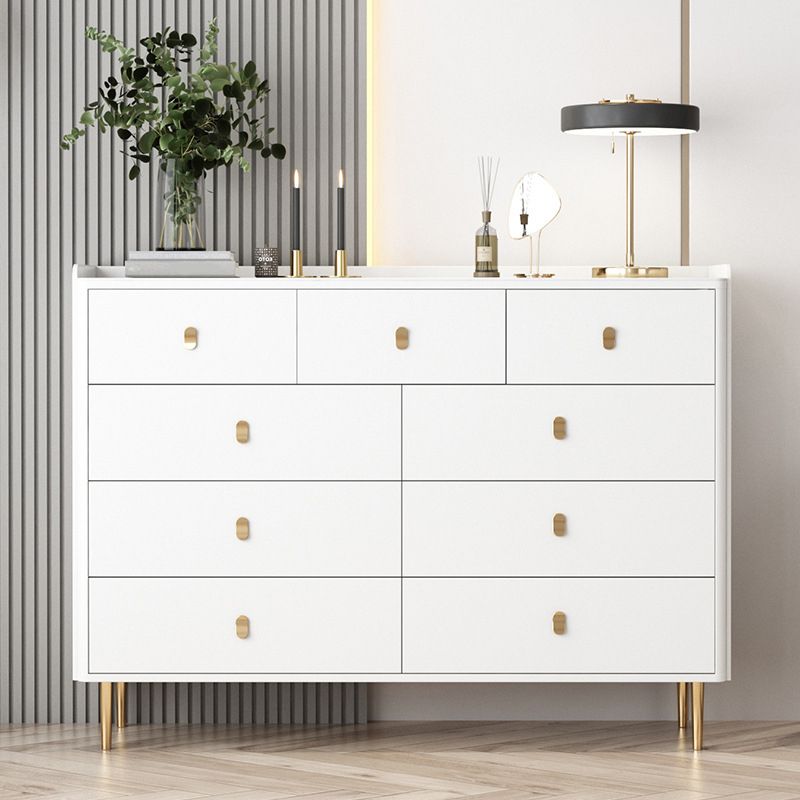 Glam Horizontal Double Dresser Stone Storage Chest with Drawers for Bedroom
