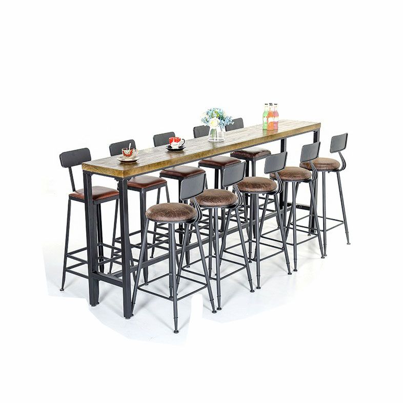 Industrial Bar Table Set 1/6/11 Pieces Rectangle Pine Wood Counter Table for Bar