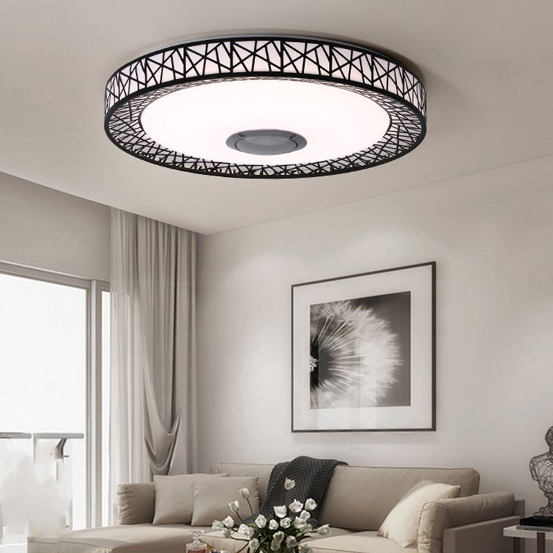 Round Shape LED Intelligent Ceiling Lamp Modern Iron 1 Light Flush Mount for Bedroom