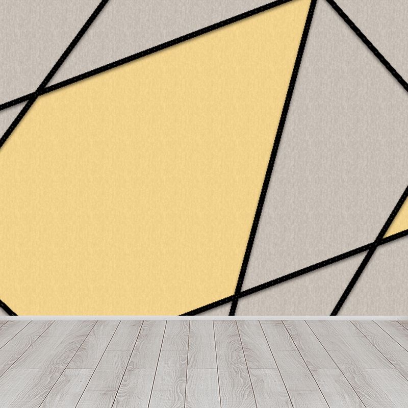 Soft Color Geometry Pattern Mural Moisture-Proofing Wall Covering for Dining Room