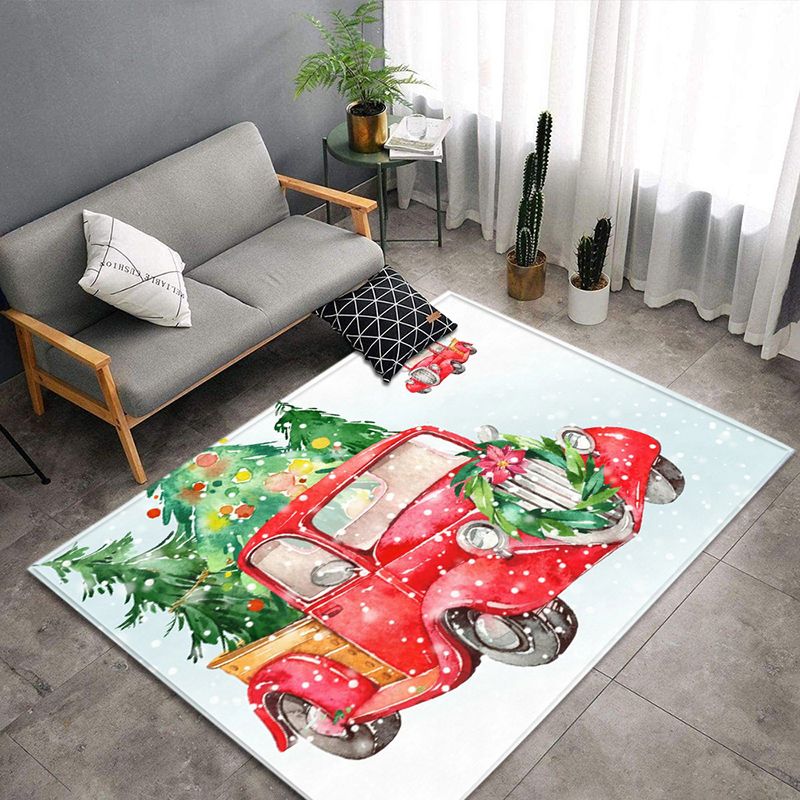 Fancy Modern Carpet Red Flower Carpet Non-Slip Backing Rug for Living Room