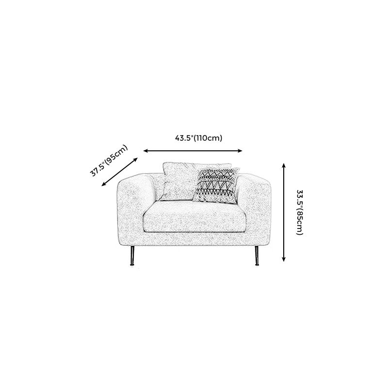 Modern Cotton Square Arm Sofa Pillow Back Settee for Living Room