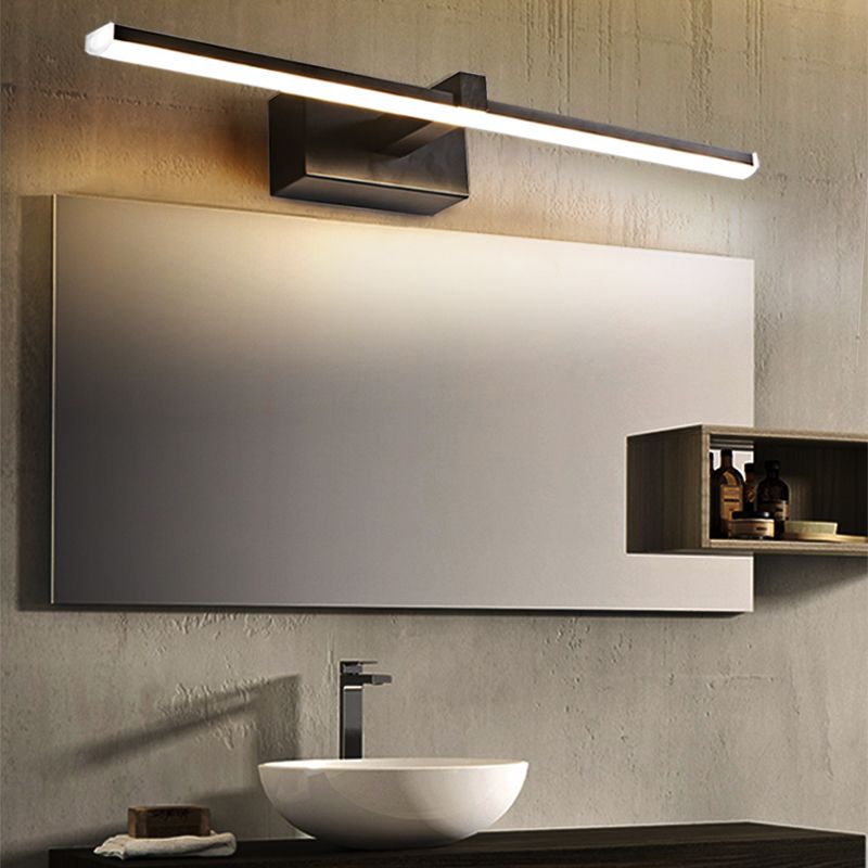 Linear Shade Metal Wall Sconce Lighting Modern 1- Light Mirror Wall Mount Light Fixture