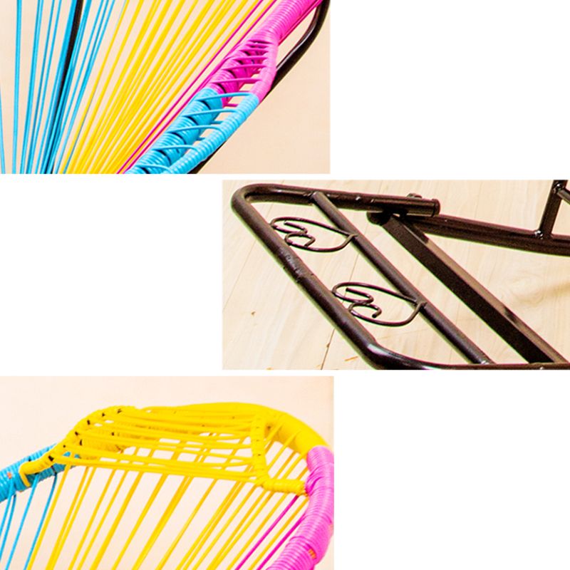 Contemporary Rocking Chair Rattan Metal Frame Wing Chair Back Indoor Rocking Chair