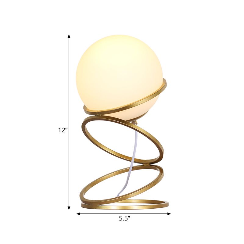 Metal 4-Ring Table Light Postmodern 1 Light Gold Finish Night Lamp with Global Frosted Glass Shade