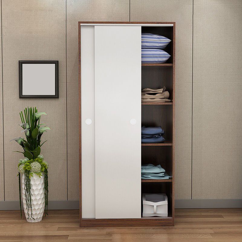 Two Doors Wardrobe Armoire Modern Engineered Wood Wardrobe Closet