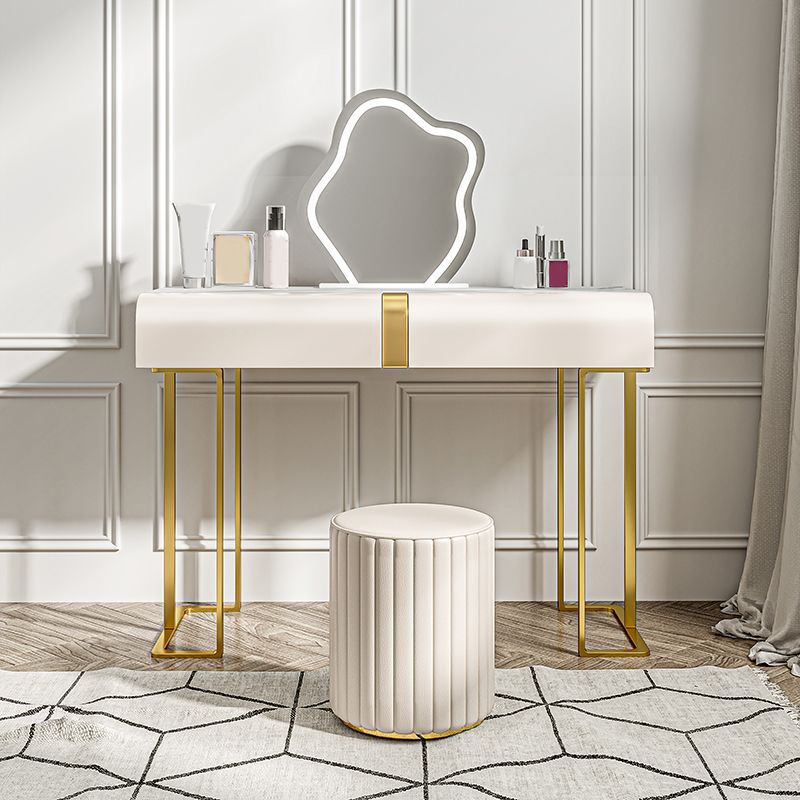 Glam Slate Top Makeup Vanity Desk Table 30.7" Tall Beige Dressing Table