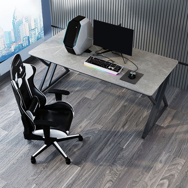 Contemporary Style Rectangular Writing Desk Stone Sled Base Office Desk